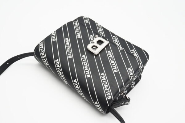 imgrc0096355851 Balenciaga B Logo Small Diagonal Shoulder Bag Black White