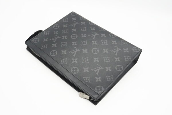 imgrc0096488767 Louis Vuitton Eclipse Pochette Voyage MM Clutch Bag Black Gray