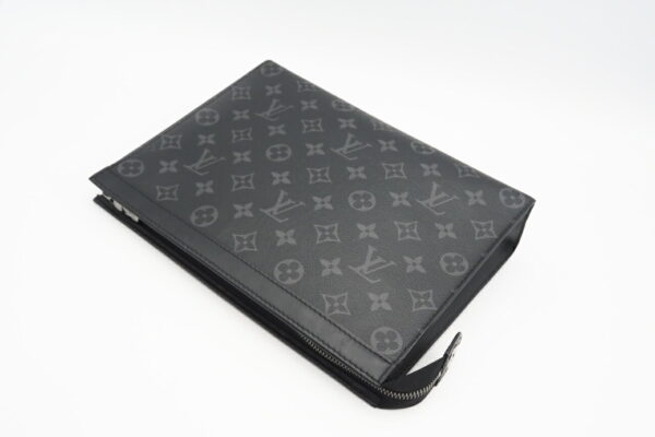 imgrc0096488768 Louis Vuitton Eclipse Pochette Voyage MM Clutch Bag Black Gray