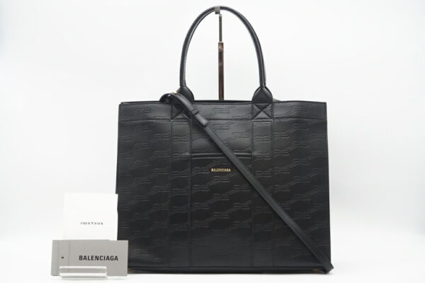 imgrc0096940613 Balenciaga BB Monogram Shopping Tote Bag Black