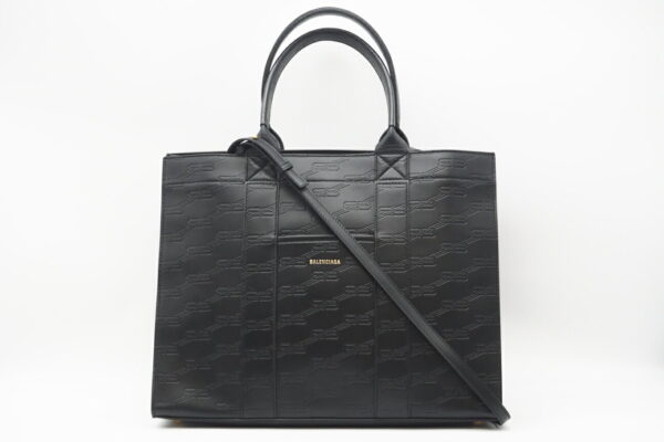 imgrc0096940615 Balenciaga BB Monogram Shopping Tote Bag Black