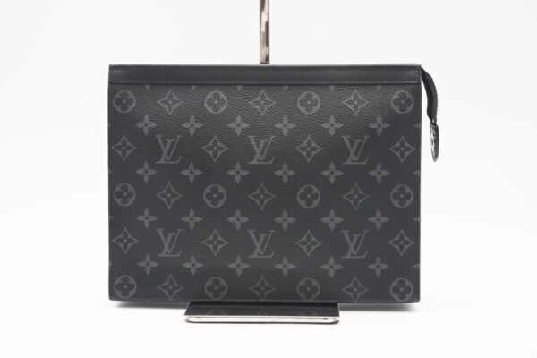 imgrc0097932985 Louis Vuitton Eclipse Pochette Voyage MM Clutch Bag Black