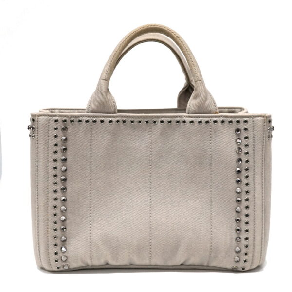 imgrc0098201620 Prada Canapa Tote Bag Punching Studs Gray