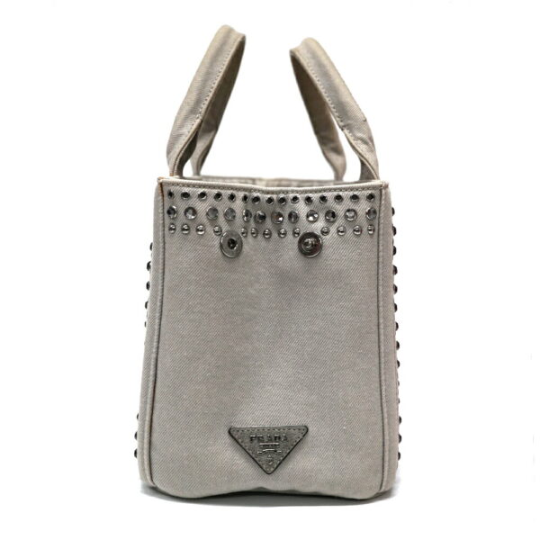 imgrc0098201622 Prada Canapa Tote Bag Punching Studs Gray