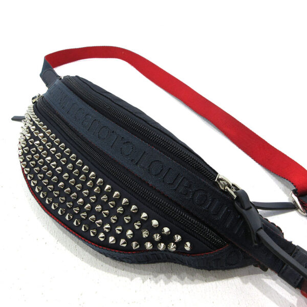 imgrc0098366392 Christian Louboutin Spike Stud Leather Body Belt Bag Navy