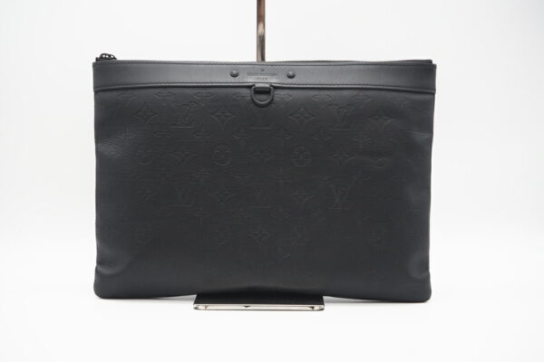 imgrc0098632796 Louis Vuitton Monogram Shadow Pochette Discovery Clutch Bag Black