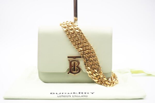 imgrc0098636164 Burberry TB Logo Leather Chain Shoulder Bag Green Yellow