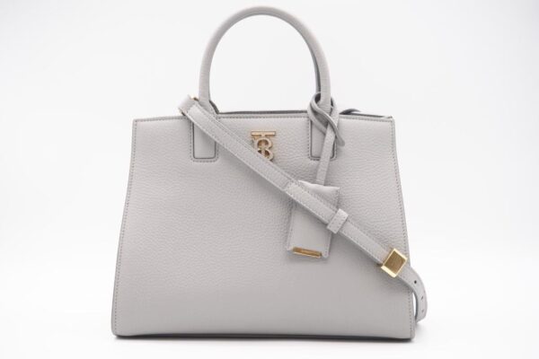 imgrc0098636883 Burberry TB Logo Grainy Leather 2way Bag Gray