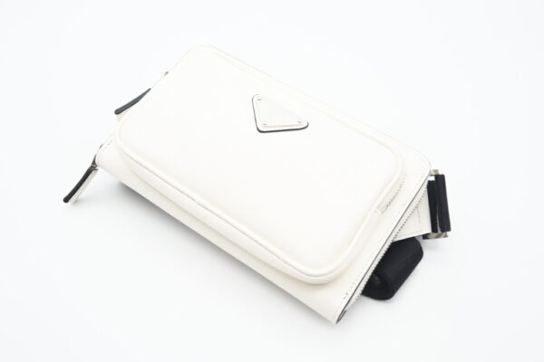 imgrc0098892941 Prada Saffiano Leather Triangle Belt Bag White