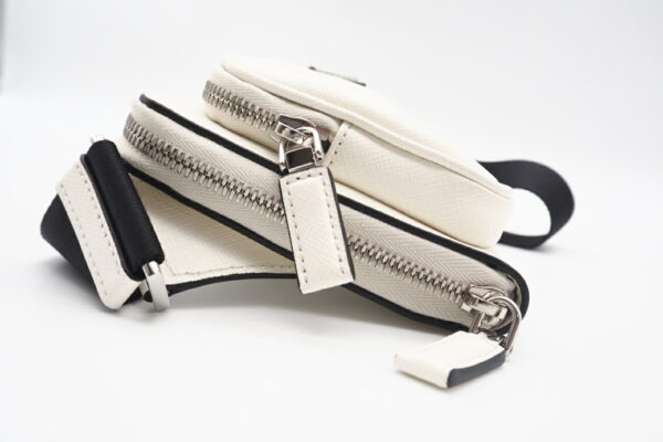 imgrc0098892946 Prada Saffiano Leather Triangle Belt Bag White