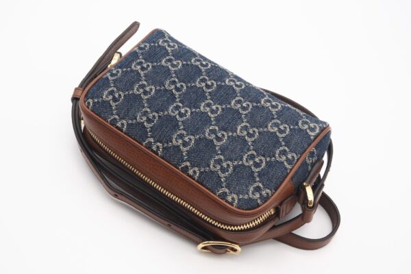 imgrc0098892953 Gucci GG Jacquard Denim Shoulder Bag Blue Brown