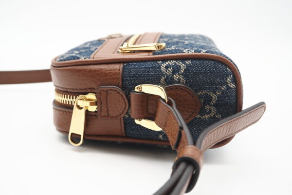 imgrc0098892954 Gucci GG Jacquard Denim Shoulder Bag Blue Brown