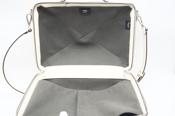 imgrc0098893444 Fendi FF Logo Leather 2way Suitcase White