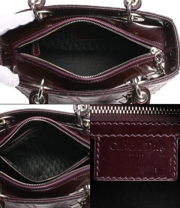 imgrc0100339827 Christian Dior 2way Enamel Lady Dior Handbag Bordeaux