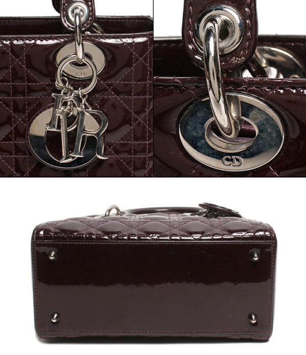 imgrc0100339830 Christian Dior 2way Enamel Lady Dior Handbag Bordeaux