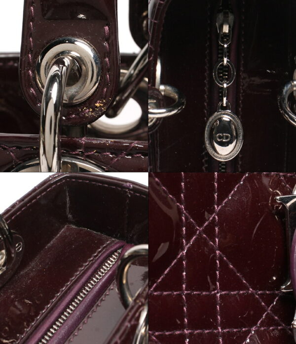 imgrc0100339838 Christian Dior 2way Enamel Lady Dior Handbag Bordeaux