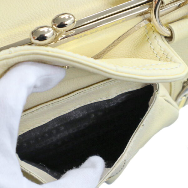 k21 1744 13 Celine Leather Handbag White Cream Yellow