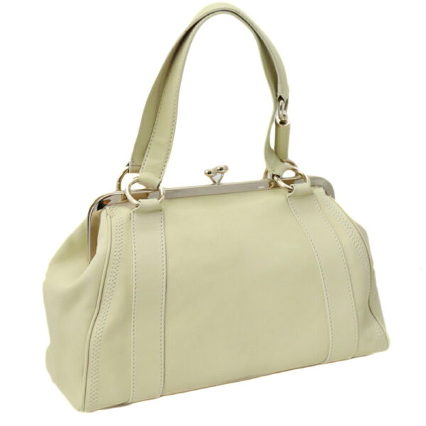 k21 1744 2 Celine Leather Handbag White Cream Yellow