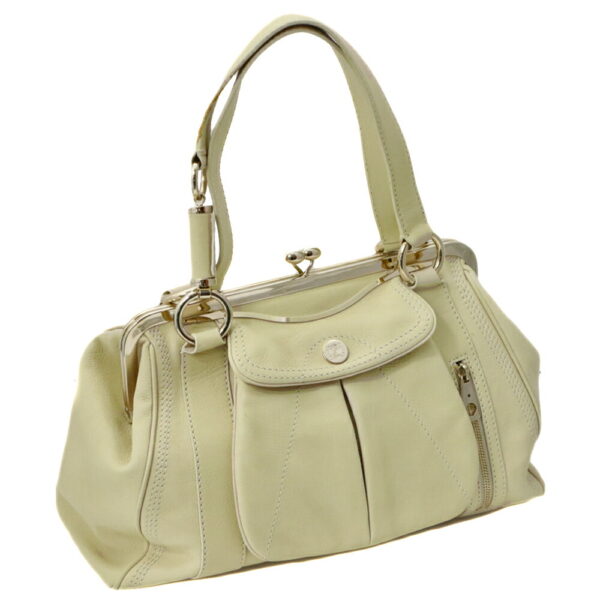 k21 1744 Celine Leather Handbag White Cream Yellow