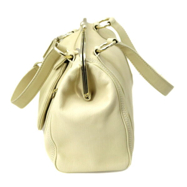 k21 1744 8 Celine Leather Handbag White Cream Yellow