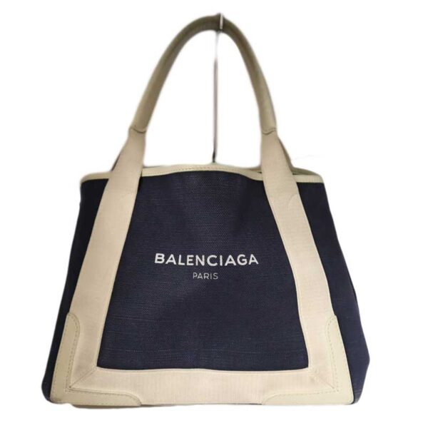 k21 3317 1 Balenciaga Blue Hippo S with Pouch Tote Handbag Canvas Leather Navy