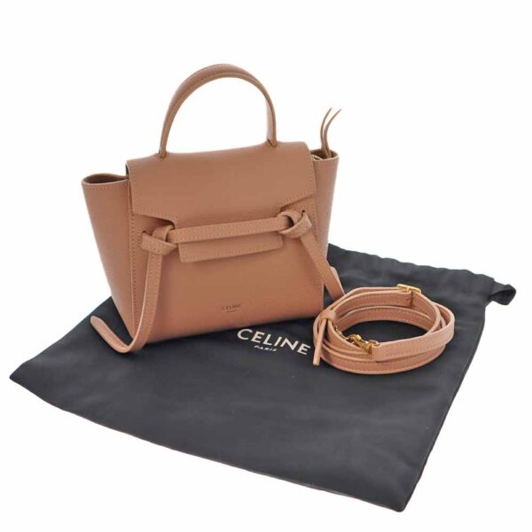 k21 3358 17 Celine Belt Calf Leather Suede Pico Bag Pink Beige