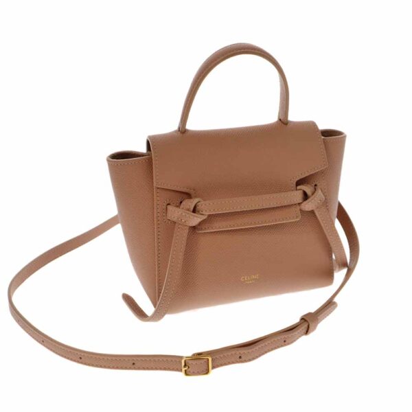 k21 3358 3 Celine Belt Calf Leather Suede Pico Bag Pink Beige