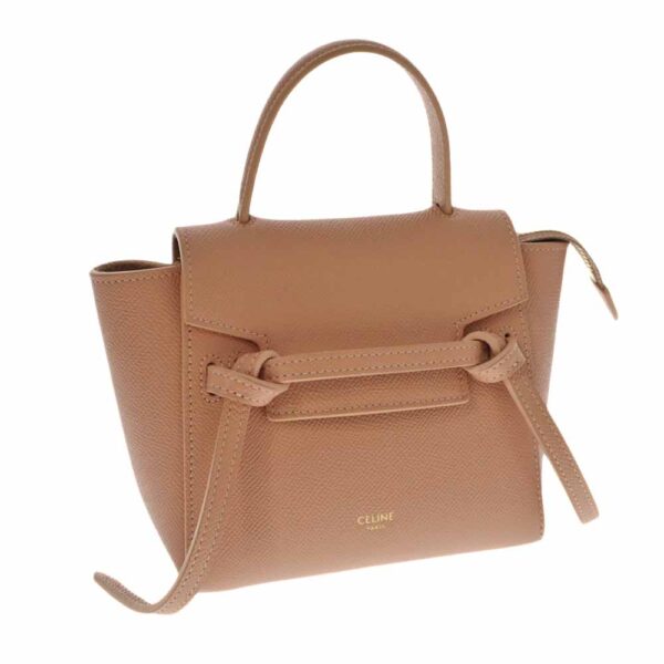 k21 3358 Celine Belt Calf Leather Suede Pico Bag Pink Beige