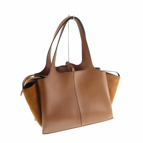 k21 794 2 Celine Trifold Leather Suede Tote Bag Brown