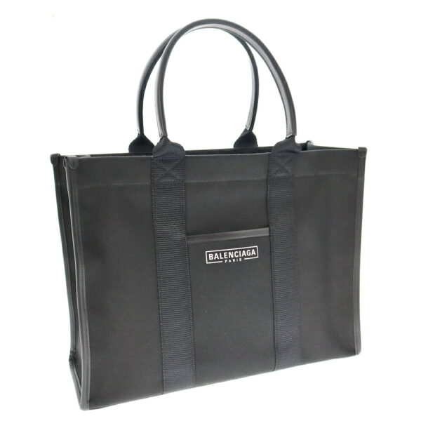 k22 4975 Balenciaga 2WAY Tote Bag Canvas Leather Black