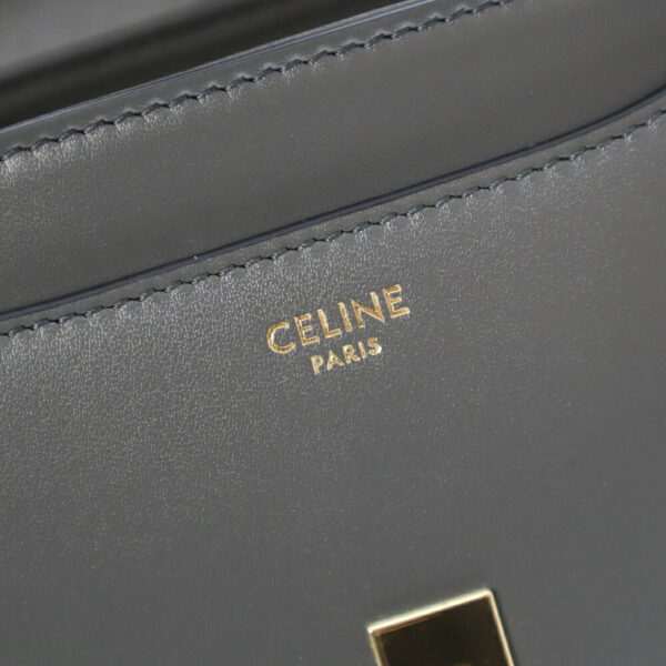 k23 1364 15 Celine Mini 16 2WAY Handbag Calfskin Leather Gray