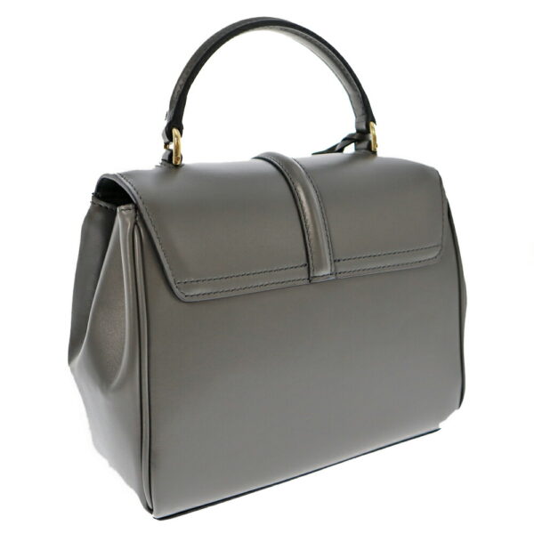 k23 1364 2 Celine Mini 16 2WAY Handbag Calfskin Leather Gray