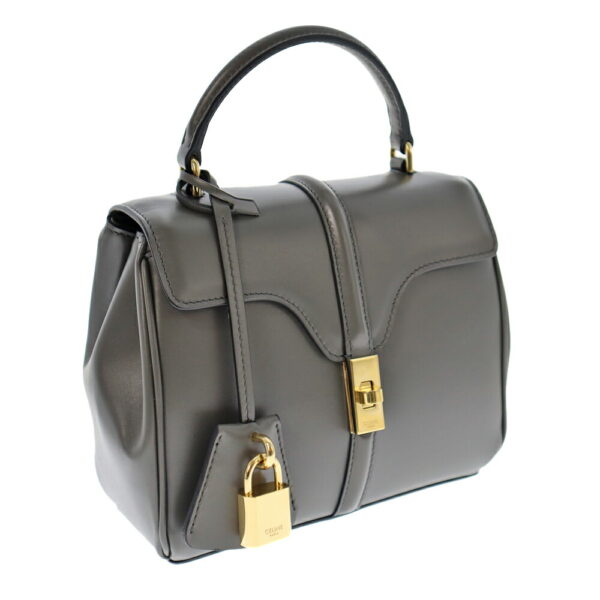 k23 1364 Celine Mini 16 2WAY Handbag Calfskin Leather Gray