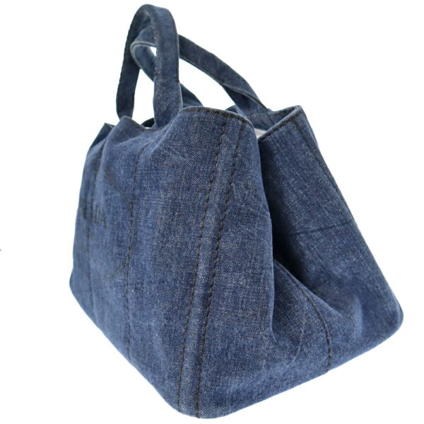 k23 1435 3 Prada Canapa Large Tote 2WAY Denim Blue Indigo Canvas