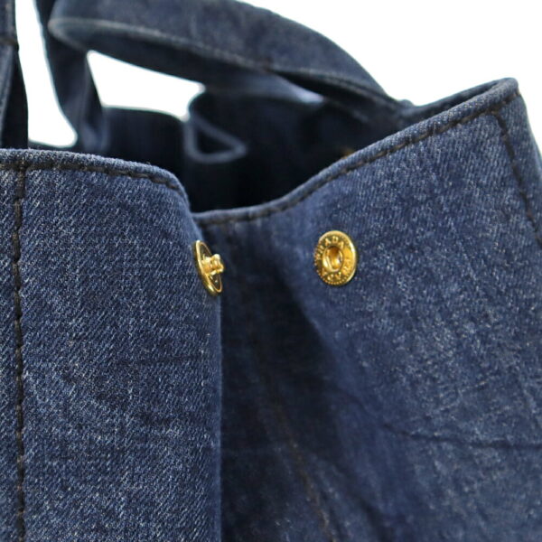 k23 1435 8 Prada Canapa Large Tote 2WAY Denim Blue Indigo Canvas