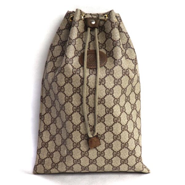 k23 3925 1 3926 Gucci Gucci Drawstring GG Pattern Handbag Brown