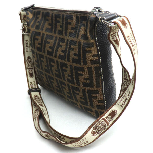 k24 029 1 31 Fendi Zucca Pattern Selleria Shoulder Bag Brown