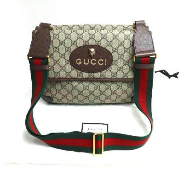 k24 044 1 54 Gucci GG Supreme Cat Head Messenger Shoulder Bag Beige Brown