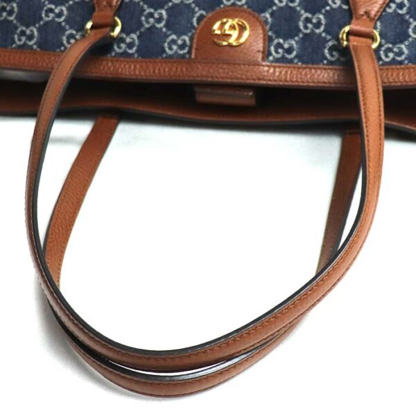 k24 082 1 86 Gucci GG Denim Medium Tote Bag Blue Brown