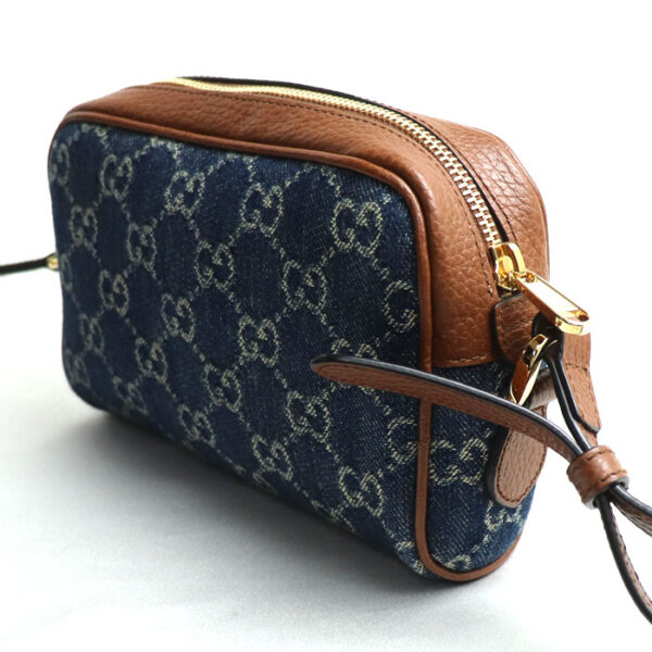 k24 083 1 85 Gucci GG Jacquard Denim Mini Shoulder Bag Blue Brown