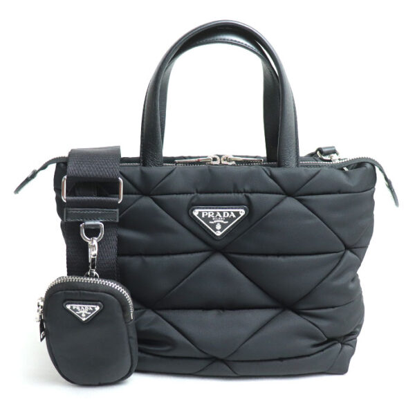 k24 144 1 145 Prada Tessuto Quilted Tote Padded Re Nylon Bag Black