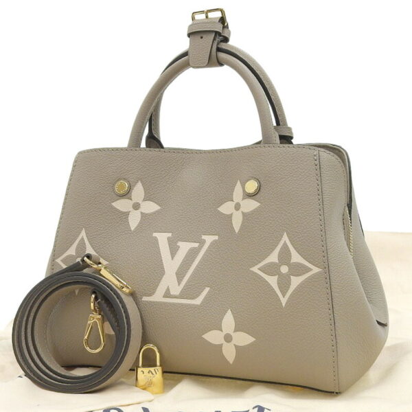 lv1582 2 Louis Vuitton Montaigne BB 2WAY Empreinte Leather Bag Crème