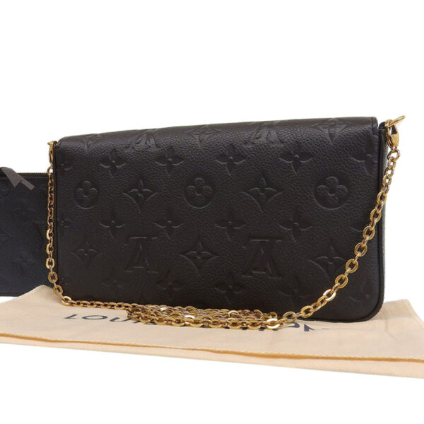 lv1592 2 Louis Vuitton Pochette Félicie Empreinte Leather Shoulder Bag Black