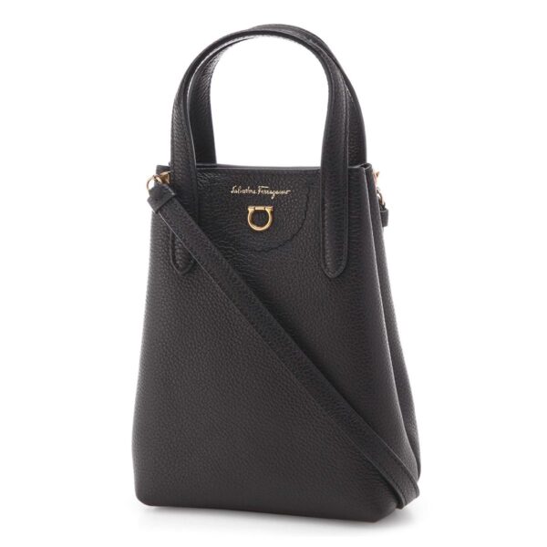 mb 22002401 Ferragamo Gancini Leather Tote Bag Black