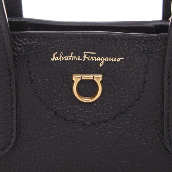 mb 22002409 Ferragamo Gancini Leather Tote Bag Black