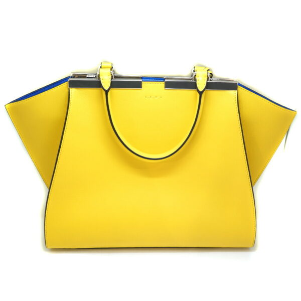 n21 8857 2 Fendi Troisajours 2WAY Bag Leather Yellow Blue