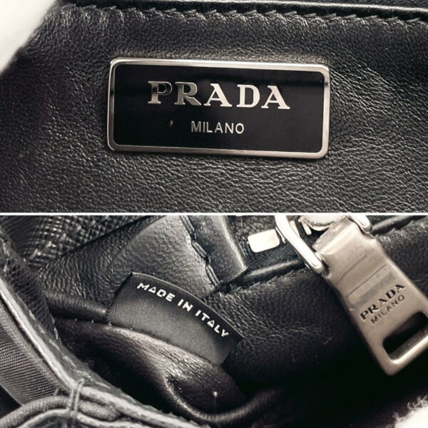 n2118812 11 Prada Chain Shoulder Bag Saffiano Leather Nylon Black