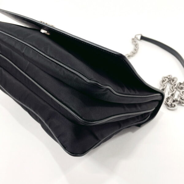 n2118812 6 Prada Chain Shoulder Bag Saffiano Leather Nylon Black