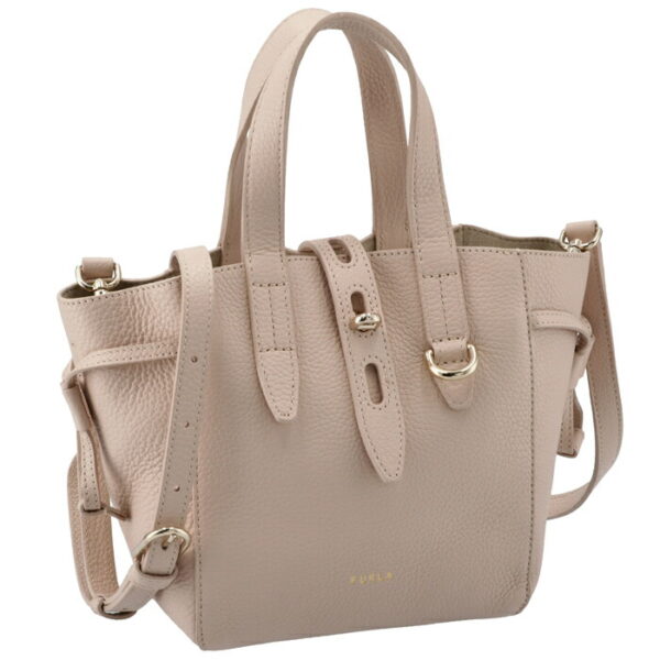 n27227 Furla Net Mini 2WAY Leather Tote Bag Beige