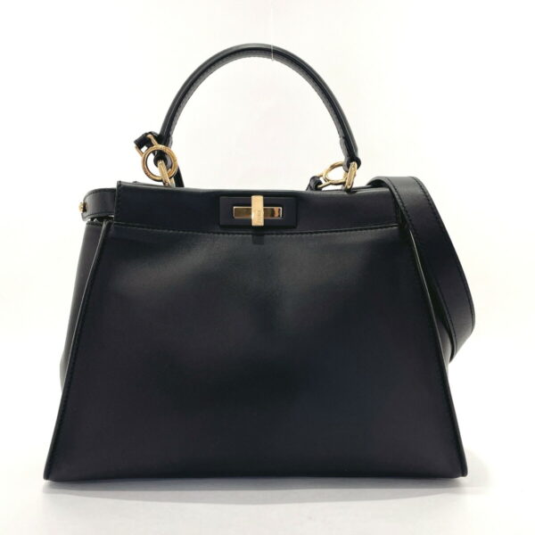 n3029585 1 Fendi Peekaboo 2Way Handbag Leather Black